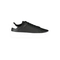 Sneaker homme tommy hilfiger en cuir synthétique noir avec semelle blanche en caoutchouc et lacets assortis noirs