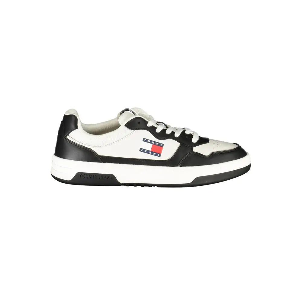 Sneaker homme tommy hilfiger noir en polyuréthane avec logo classique noir et blanc sur le côté