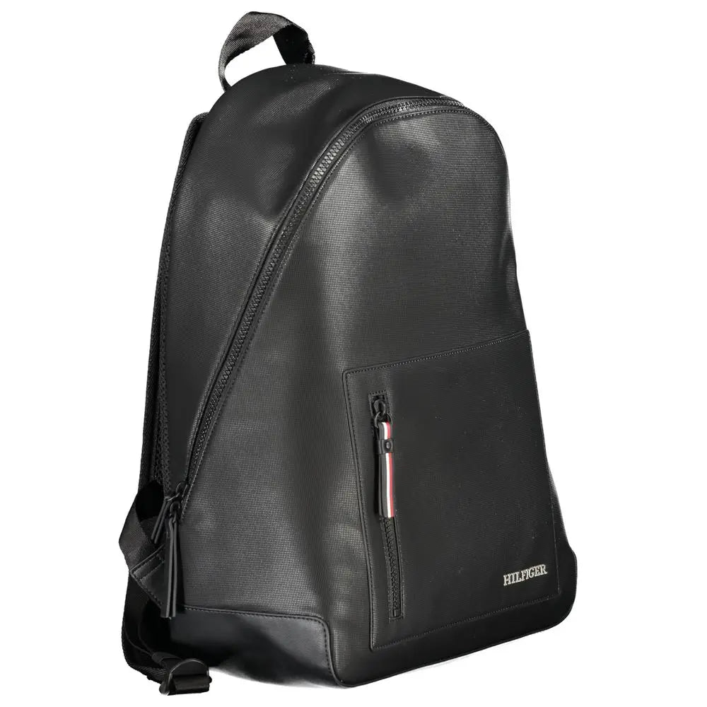 Sac à dos homme tommy hilfiger noir en polyuréthane avec tissu texturé subtil et design moderne élégant