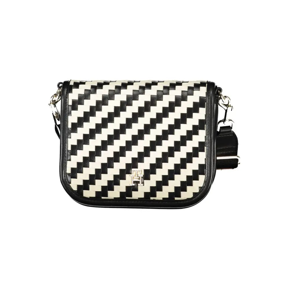 Sac bandoulière noir et blanc Tommy Hilfiger en polyuréthane avec fermeture logo argentée pour femme