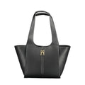 Sac fourre-tout noir en cuir synthétique tommy hilfiger pour femme avec fermoir logo doré