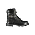 Bottine femme tommy hilfiger noire en polyuréthane avec semelle épaisse texturée et boucle métallique