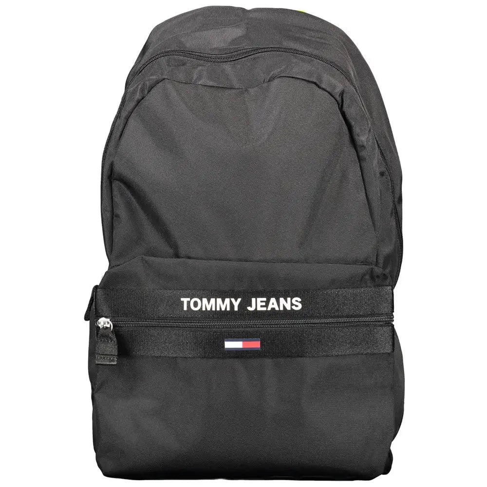 Sac à dos noir tommy hilfiger en polyester recyclé avec poche frontale zippée et logo de la marque