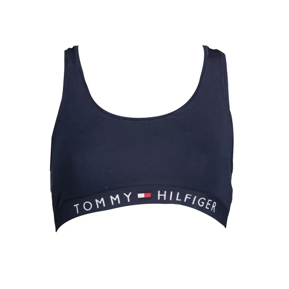 Soutien-gorge de sport bleu marine tommy hilfiger en coton avec bande logo blanche pour femmes