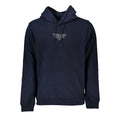 Sweatshirt homme tommy hilfiger en coton bleu marine avec logo blanc sur la poitrine et poche kangourou frontale