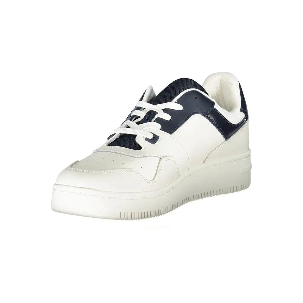 Baskets basses tommy hilfiger blu en cuir blanc et bleu marine avec semelle épaisse blanche pour homme