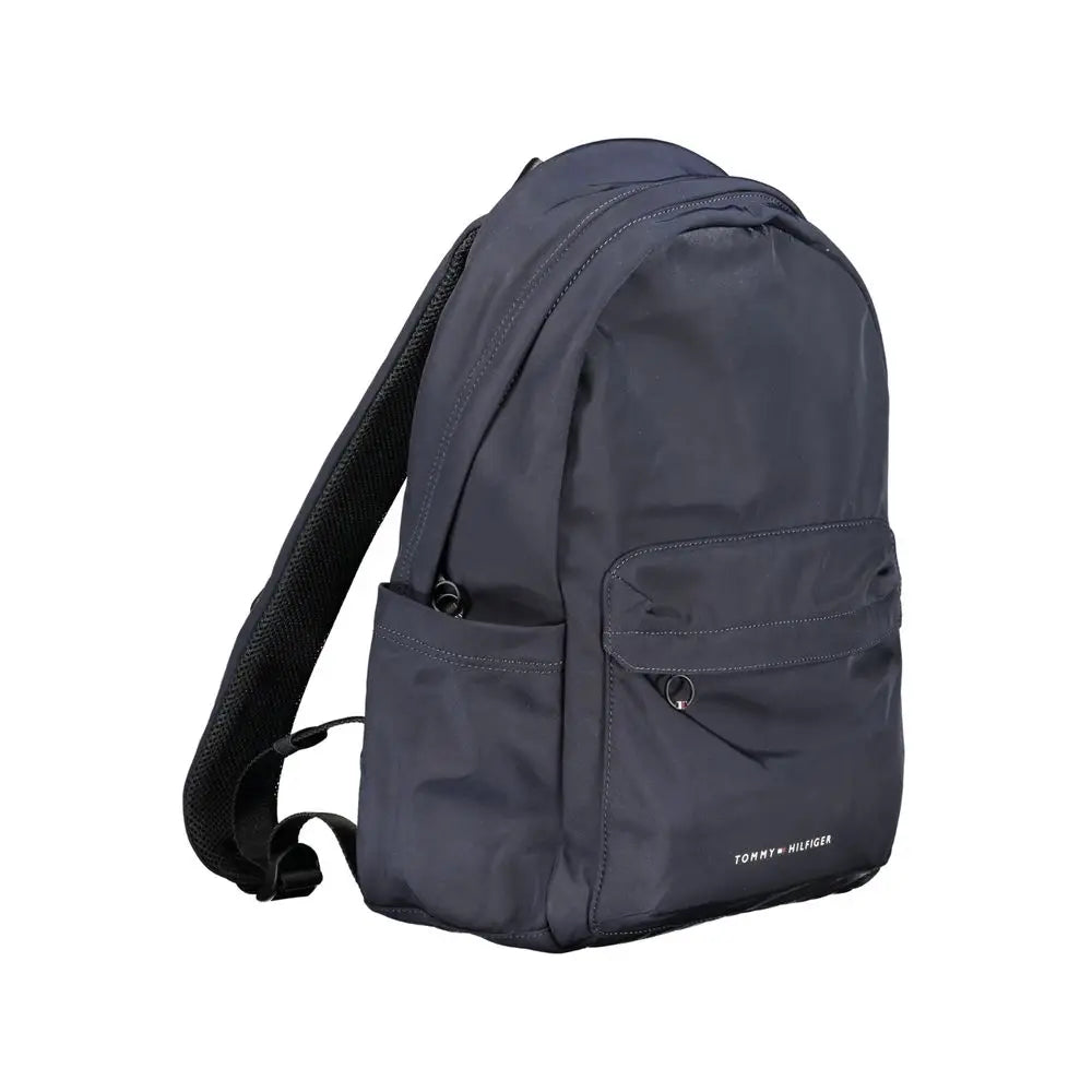 Sac à dos tommy hilfiger blu en polyester gris foncé avec bretelles en mesh noir et logo discret sur le devant