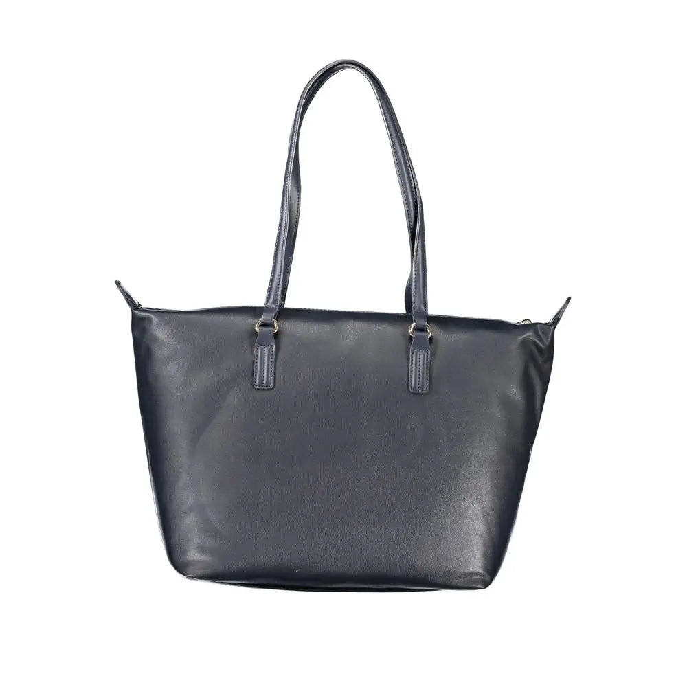 Sac cabas noir en cuir de polyester pour femme tommy hilfiger avec deux poignées supérieures et design minimaliste élégant