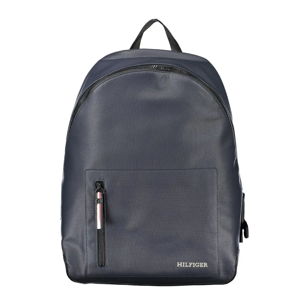 Sac à dos homme tommy hilfiger blu en polyuréthane gris foncé avec tissu texturé et fermetures éclair noires