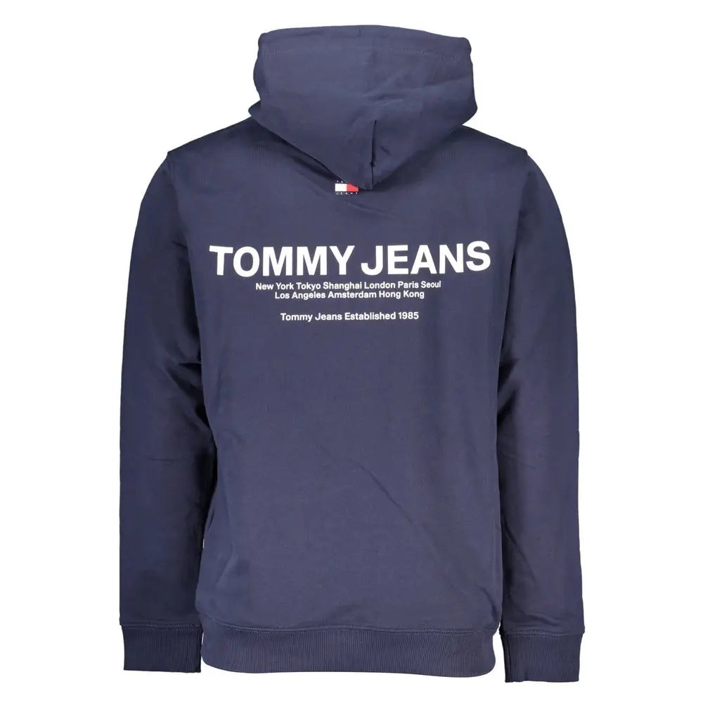 Sweat à capuche homme tommy hilfiger bleu marine en coton avec lettrage blanc et petit logo au col