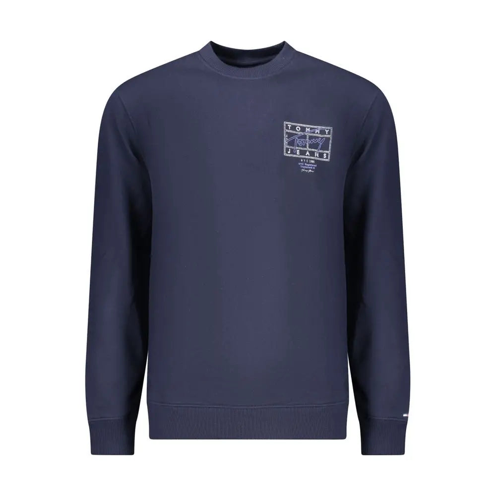 Sweatshirt tommy hilfiger bleu en coton pour homme avec logo blanc brodé sur la poitrine en marine