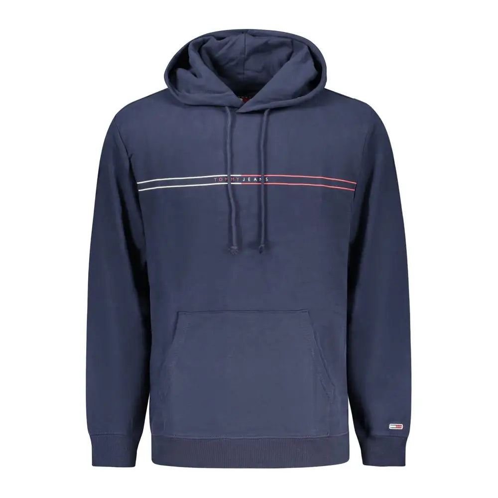 Sweatshirt homme en coton bleu marine Tommy Hilfiger avec logo rayé blanc et rouge sur la poitrine