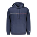 Sweatshirt homme en coton bleu marine Tommy Hilfiger avec logo rayé blanc et rouge sur la poitrine