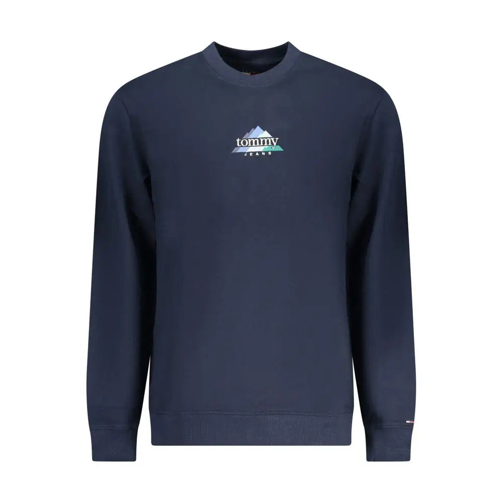 Sweatshirt tommy hilfiger en coton bleu marine pour homme avec petit logo montagne sur la poitrine