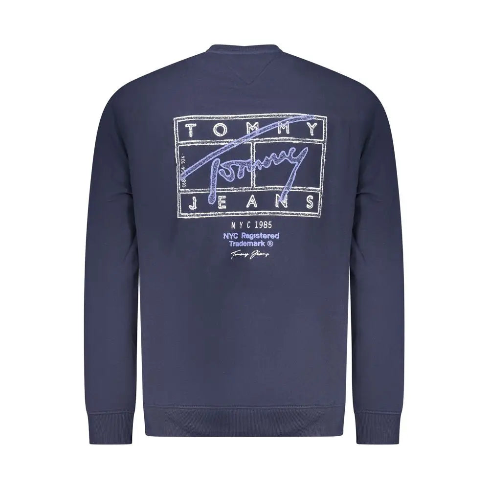 Sweatshirt homme tommy hilfiger bleu en coton avec logo brodé nyc 1985 blanc et violet clair