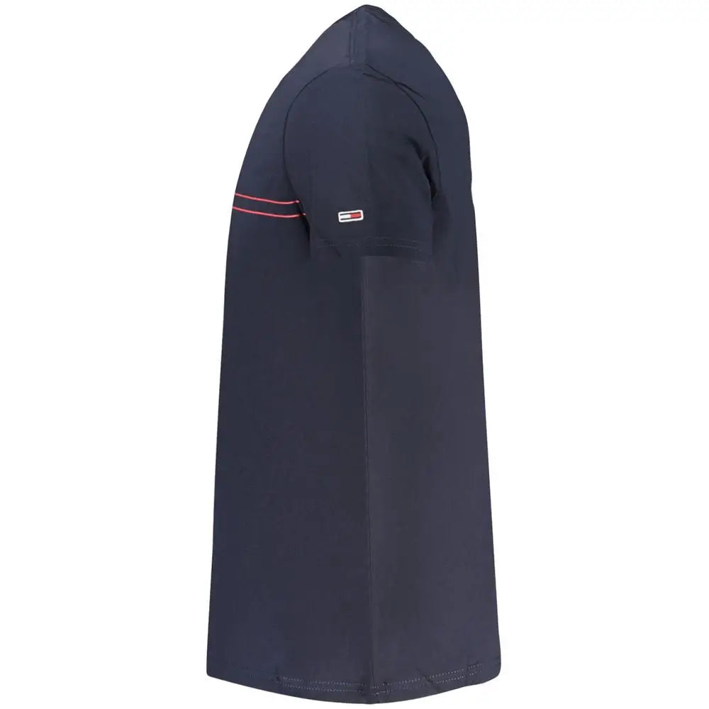 Polo tommy hilfiger bleu marine en coton pour homme avec bordure rouge sur la manche et petit patch logo