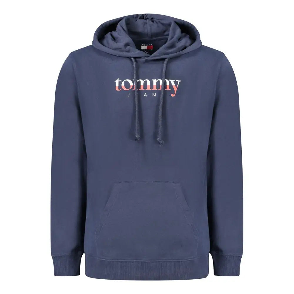 Sweat à capuche tommy hilfiger bleu en coton pour homme avec logo dégradé rose et blanc sur la poitrine
