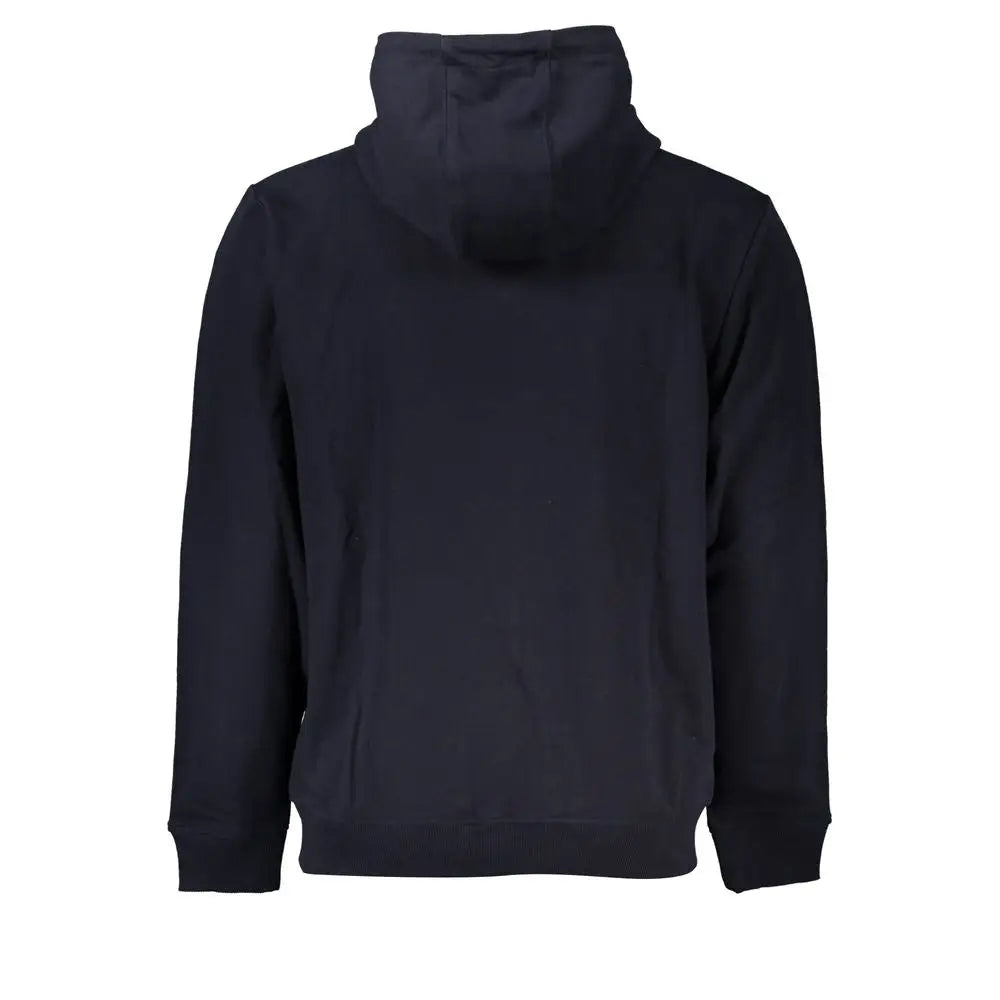 Sweat à capuche tommy hilfiger bleu pour homme en coton avec tissu doux texturé et poignets côtelés noirs