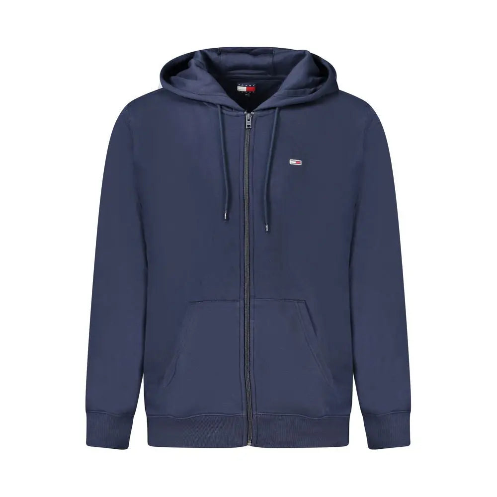Sweat à capuche tommy hilfiger bleu marine en coton pour homme avec fermeture éclair, logo sur la poitrine et cordons assortis