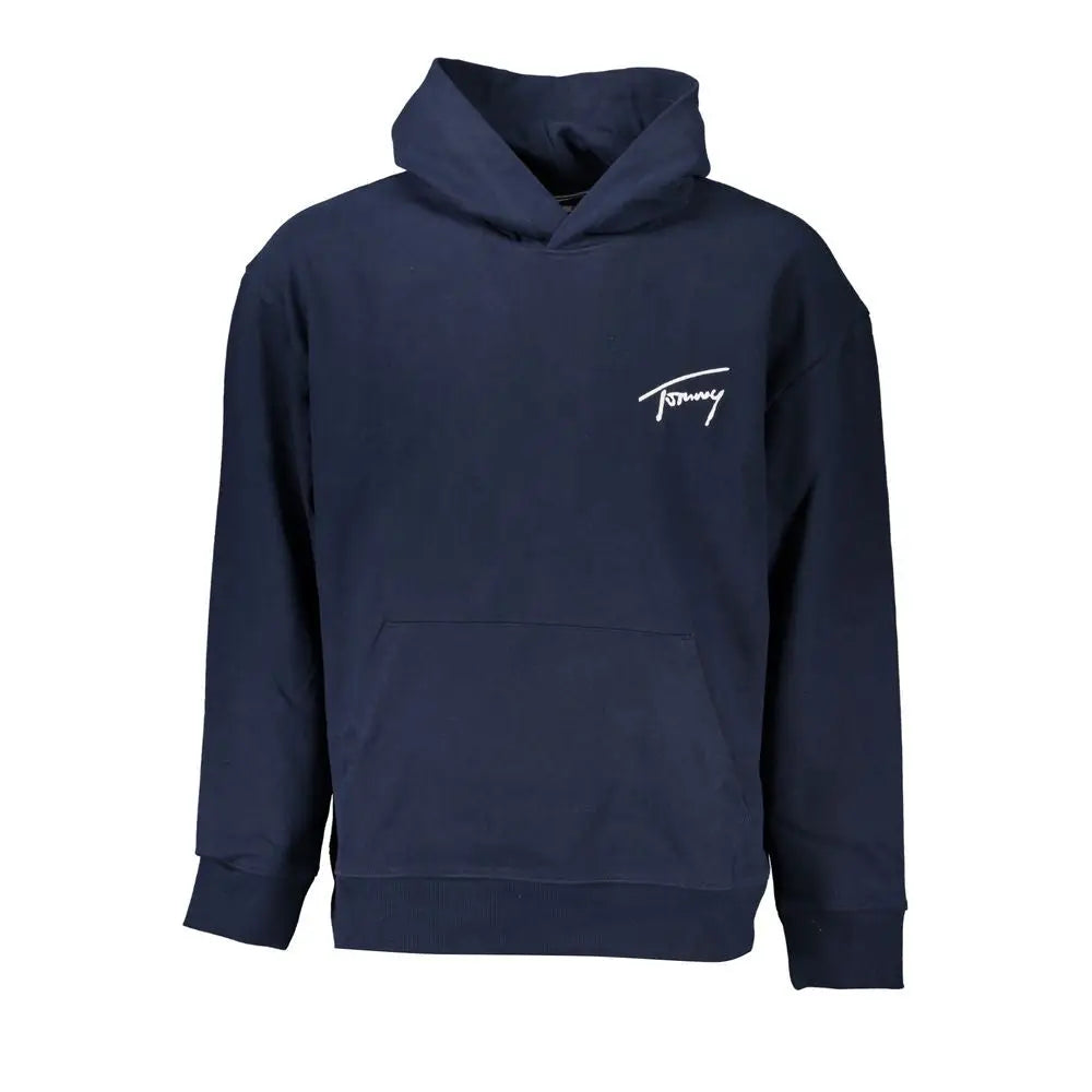 Hoodie tommy hilfiger bleu marine en coton pour homme avec logo blanc sur la poitrine gauche