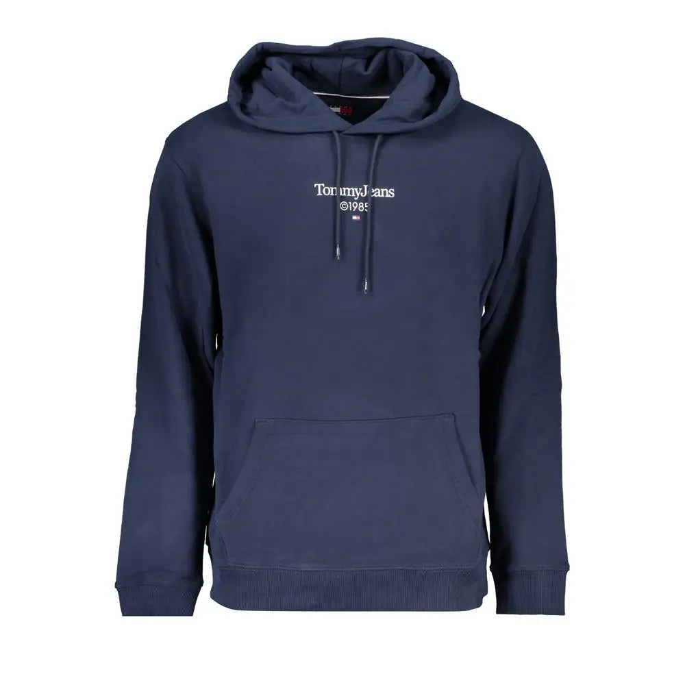 Sweatshirt coton bleu marine tommy hilfiger pour homme avec logo brodé blanc et capuche à cordon