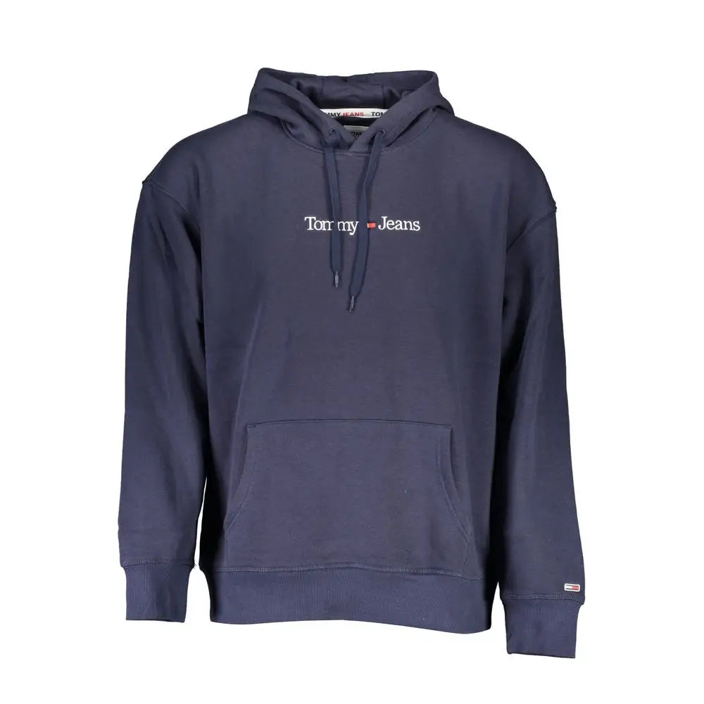 Sweatshirt hoodie tommy hilfiger bleu marine en coton pour homme avec broderie logo blanc et rouge sur la poitrine
