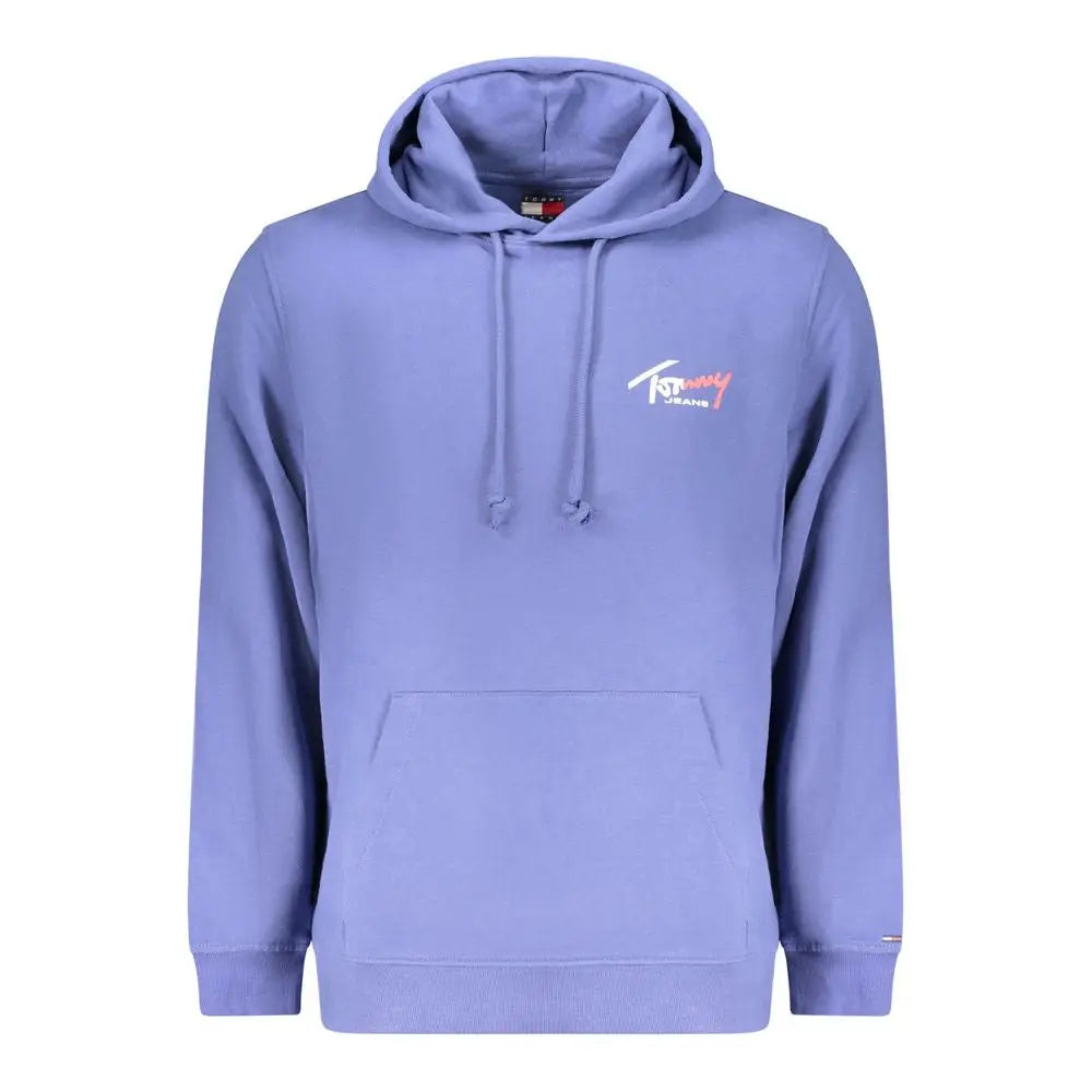 Sweatshirt homme tommy hilfiger bleu en coton avec capuche à cordon et poche avant logo brodé poitrine