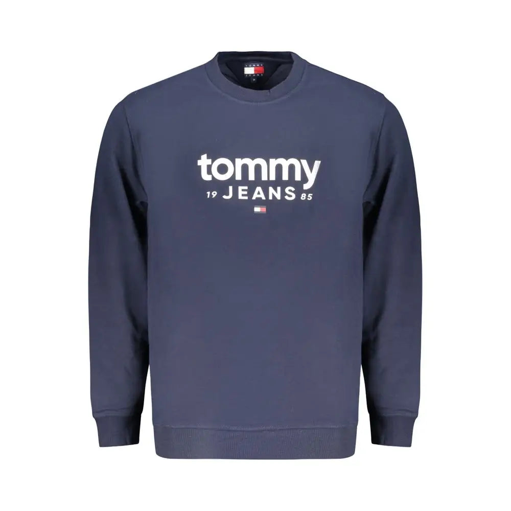Sweatshirt homme tommy hilfiger bleu en coton avec logo tommy 19 jeans 85 et emblème drapeau sur la poitrine