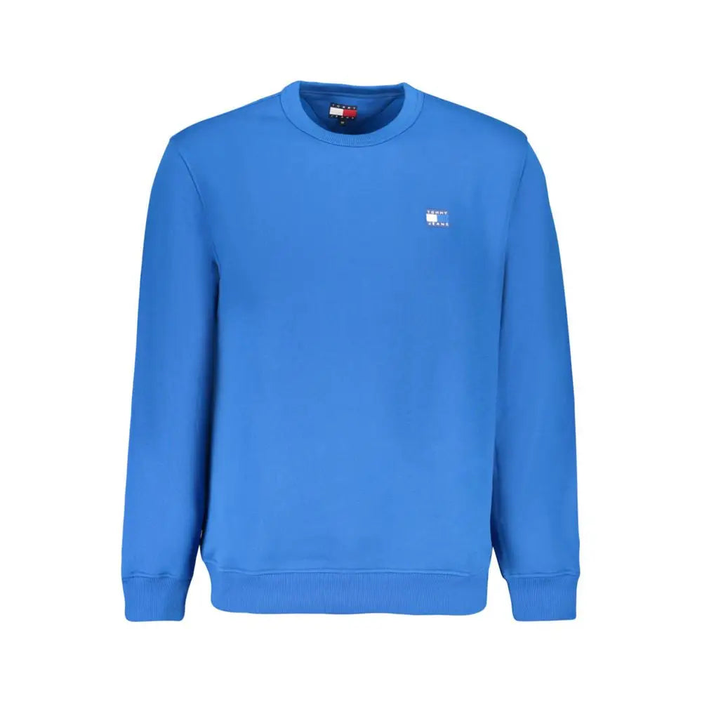 Sweatshirt tommy hilfiger bleu en coton pour homme avec col rond et petit logo brodé sur la poitrine gauche