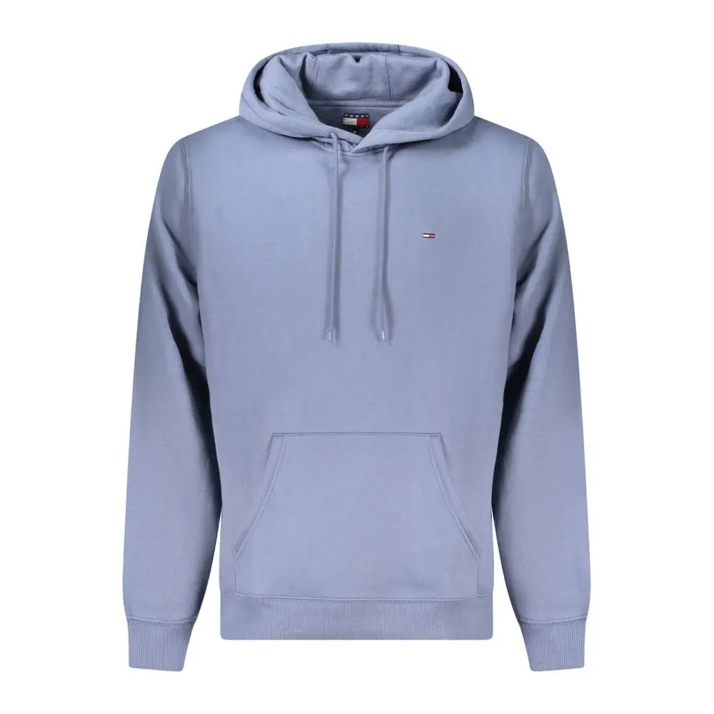 Sweatshirt tommy hilfiger bleu clair en coton pour homme avec petit logo sur la poitrine et cordons assortis