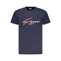 T-shirt homme tommy hilfiger bleu en coton avec logo corail et blanc audacieux sur le devant