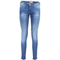 Jeans femmes tommy hilfiger en coton bleu avec coupe slim, détails délavés et effets whiskering subtils