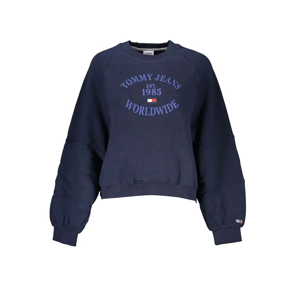 Sweatshirt femme tommy hilfiger bleu marine en coton avec logo tommy jeans estompe violet sur le devant