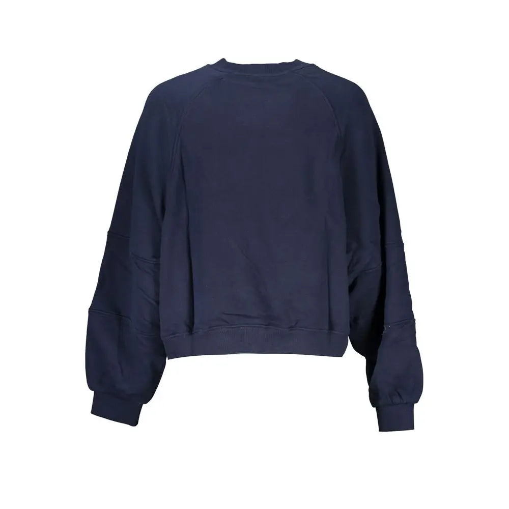 Sweatshirt oversize bleu marine en coton pour femme tommy hilfiger avec poignets et ourlet côtelés