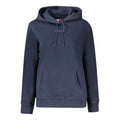 Hoodie tommy hilfiger bleu marine en coton pour femme avec poche avant et logo blanc subtil sur la poitrine
