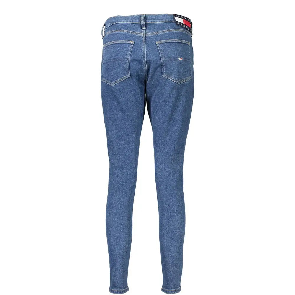 Jean skinny femme tommy hilfiger en coton bleu avec coupe slim vue arrière du logo sur la ceinture