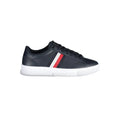 Tommy Hilfiger sneaker homme en cuir bleu avec semelle blanche épaisse et bande rouge et blanche sur le côté