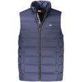 Navy blue nylon men’s sleeveless puffer vest with quilted design and tommy jeans logo on the chest by tommy hilfiger