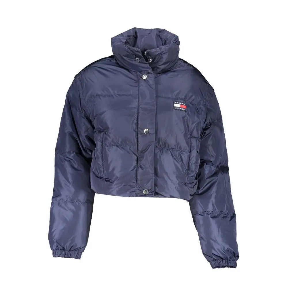 Veste matelassée navy blue pour femme tommy hilfiger en nylon avec col haut et boutons fermeture éclatante