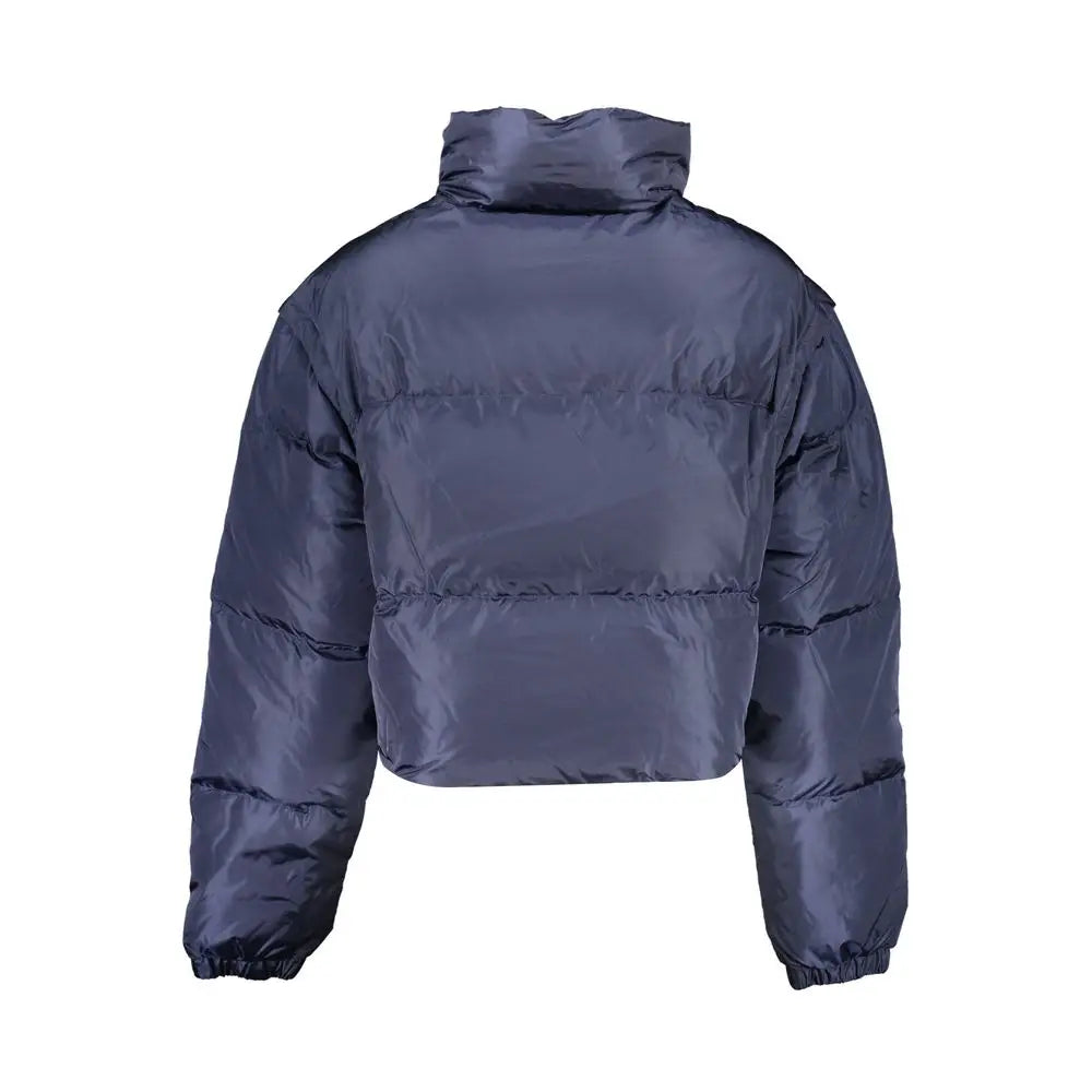 Veste matelassée bleu marine tommy hilfiger en nylon avec col montant et poignets élastiques pour femme