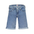 Short en denim bleu clair tommy hilfiger en coton bio avec poches classiques et revers roulés à la taille