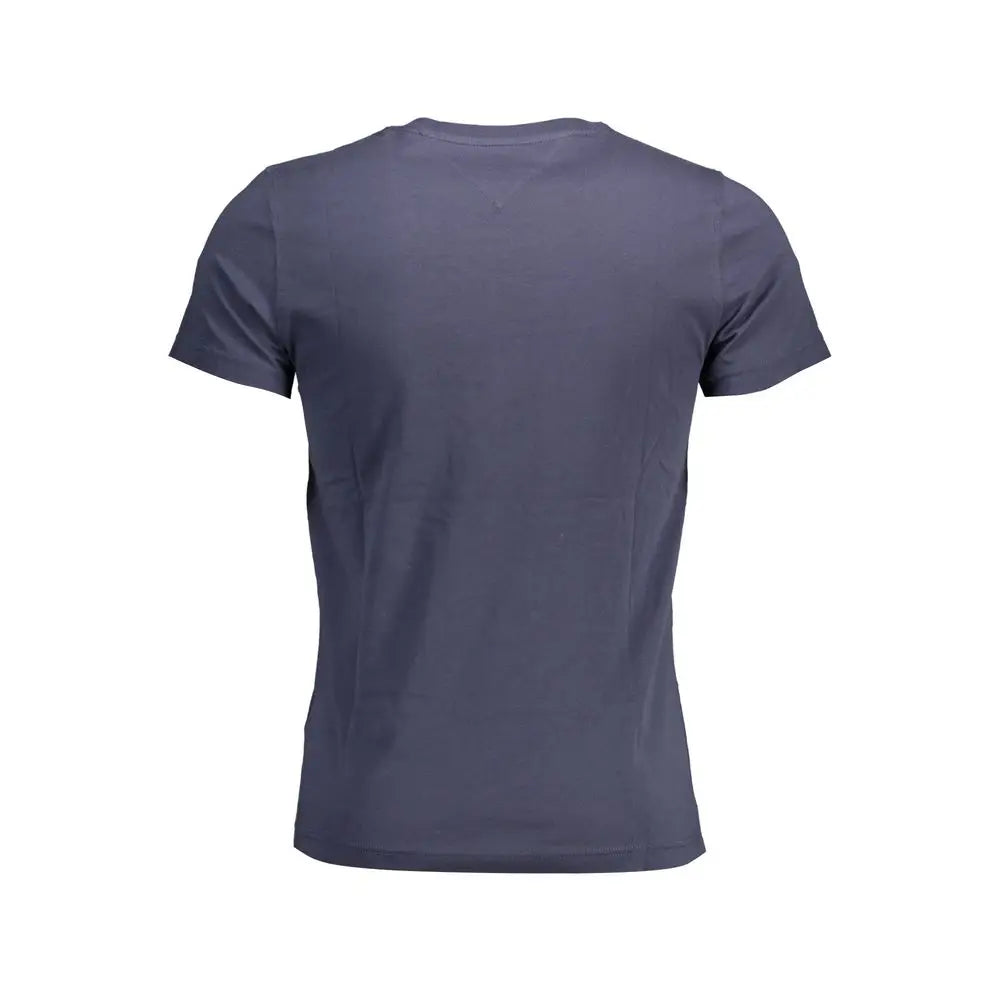 T-shirt tommy hilfiger homme bleu en coton biologique avec manches courtes et col rond gris foncé