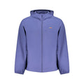 Veste tommy hilfiger pour homme en polyamide bleu avec capuche, fermeture éclair intégrale et poches latérales pour usage quotidien