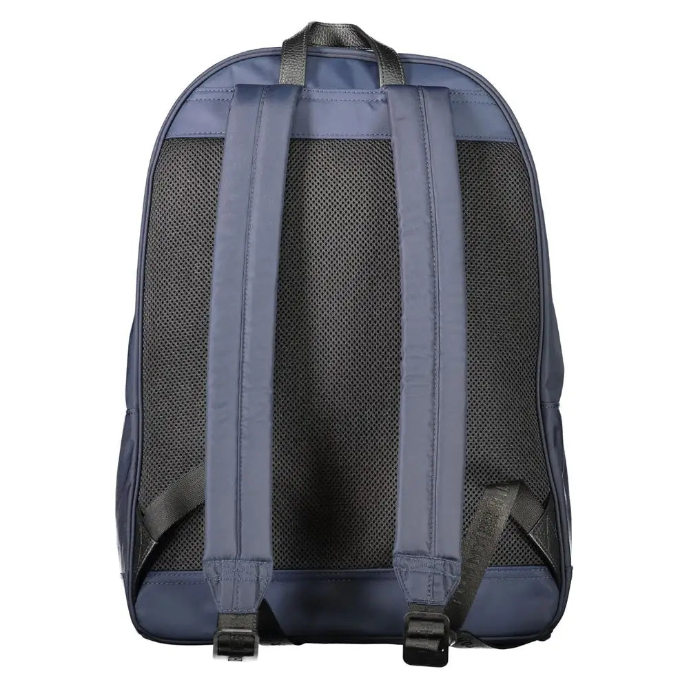 Sac à dos tommy hilfiger bleu en polyester avec panneaux en mesh noir et bretelles réglables vue arrière