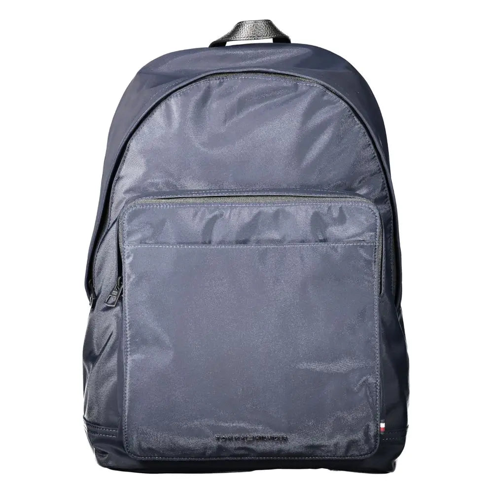 Sac à dos homme tommy hilfiger bleu en polyester avec tissu résistant à l’eau gris foncé et logo discret en bas