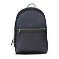 Sac à dos homme tommy hilfiger bleu polyester avec accents en cuir noir et poche avant zippée rayée rouge blanc bleu