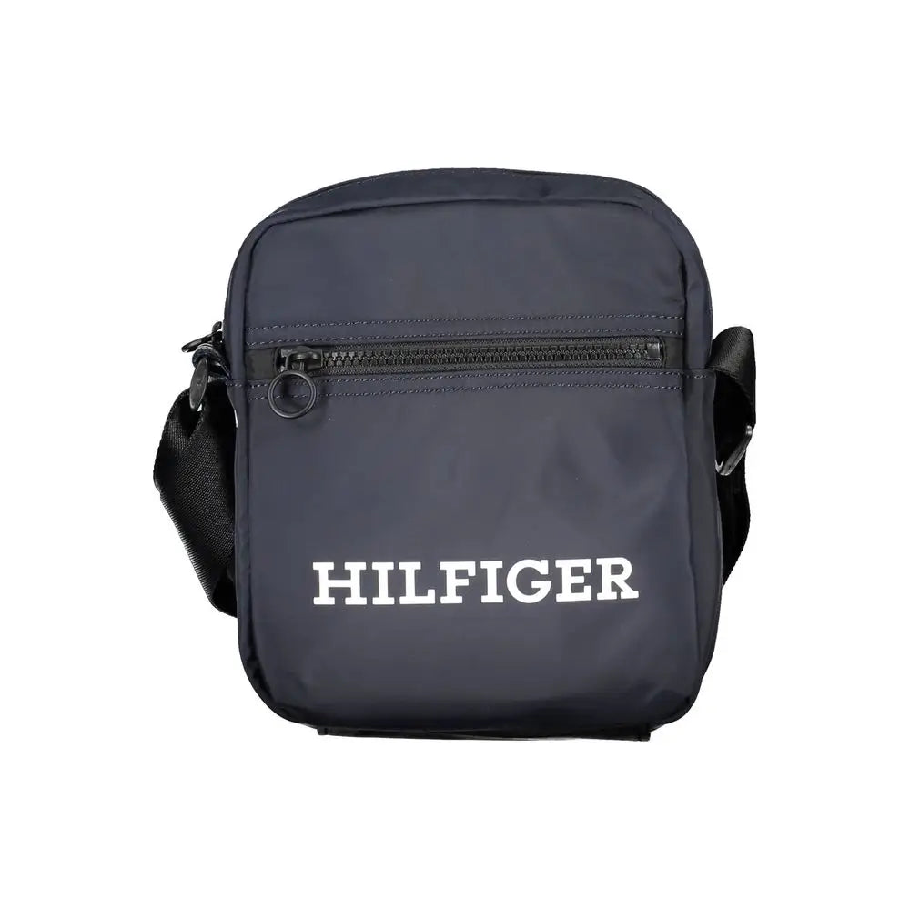 Sac bandoulière homme en polyester bleu marine tommy hilfiger avec logo blanc et détails fermeture noire
