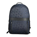 Sac à dos homme tommy hilfiger bleu en polyester avec motif monogramme et garnitures en cuir noir