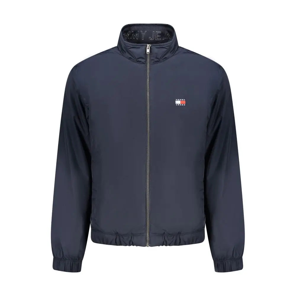 Veste homme tommy hilfiger bleu marine en polyester avec fermeture éclair et logo classique sur la poitrine