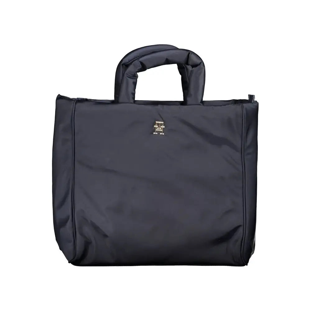 Sac fourre-tout tommy hilfiger noir en polyester avec logo métallique pour femme